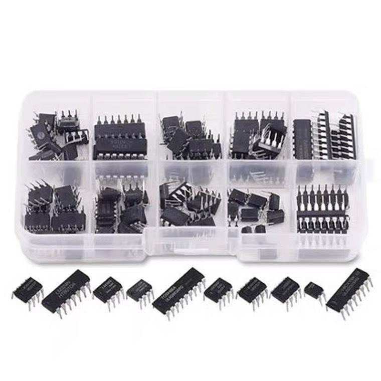 Bộ 85 linh kiện IC NE555 LM324 LM393 UA741 ULN2803 LM358 chân cắm, phổ biến DIY