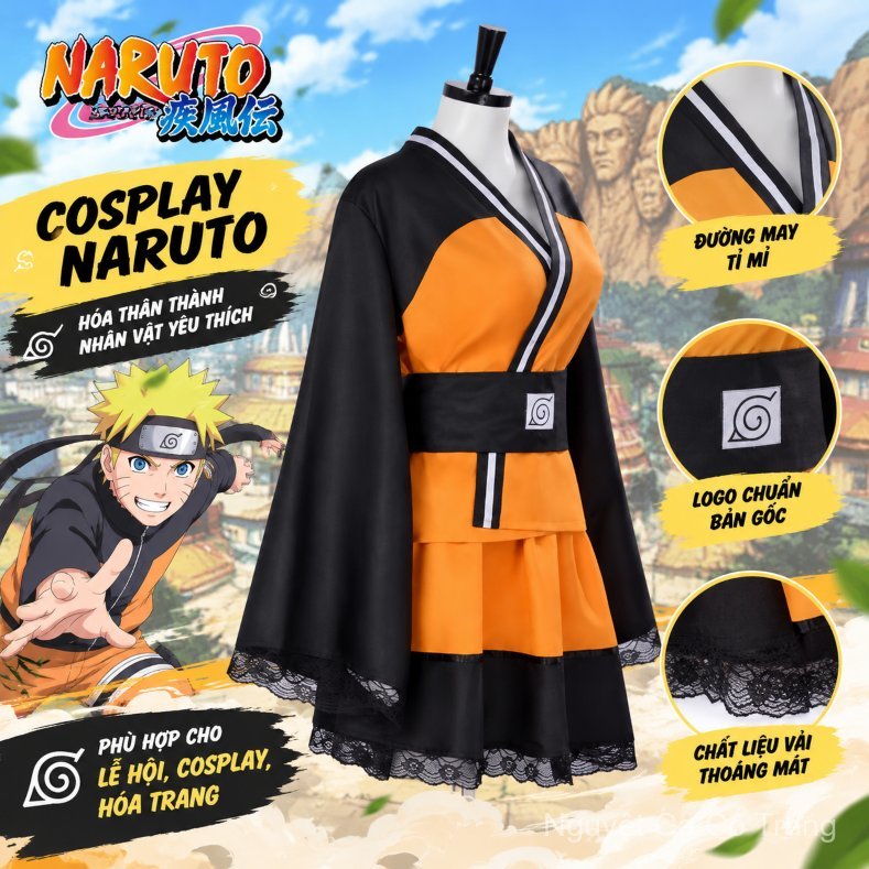 Trang phục cosplay Naruto Shippuden Uzumaki Naruto đồ kimono biểu diễn Halloween