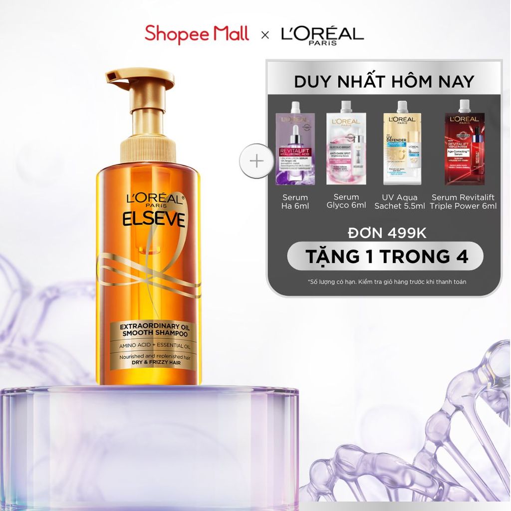 Dầu gội dưỡng tóc suôn mượt tóc cao cấp L'Oreal Paris Extraordinary Oil Smooth 440ml