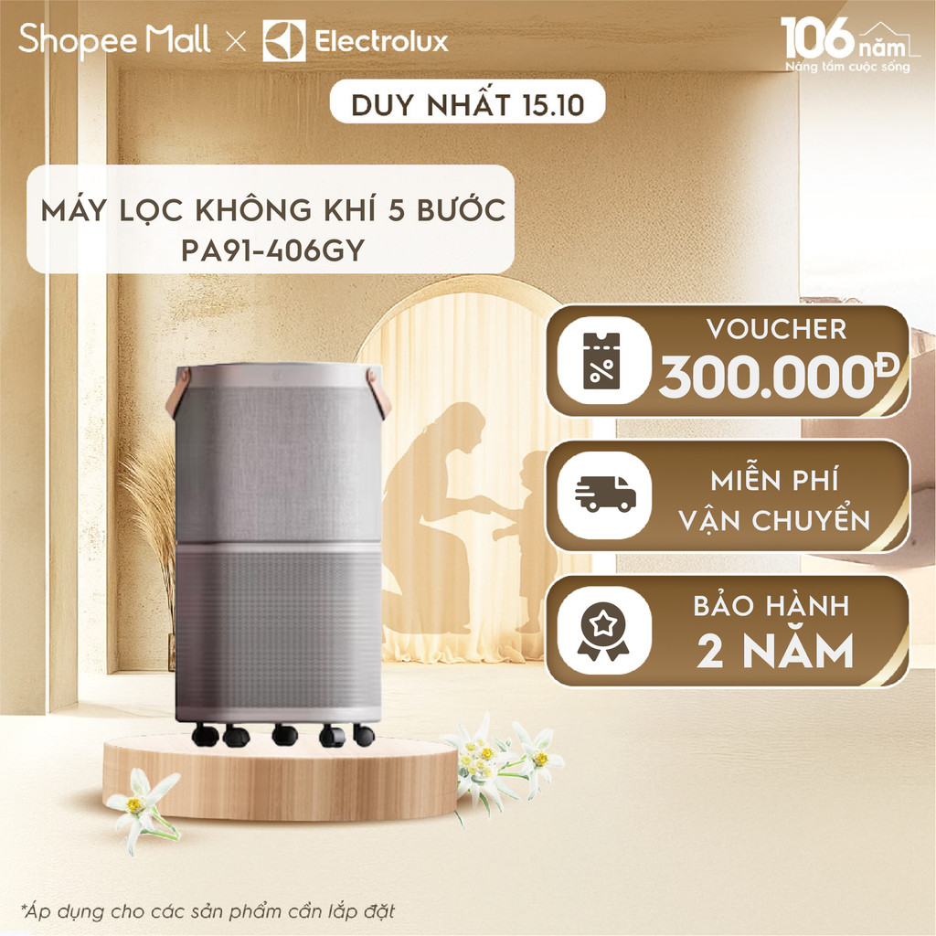 Máy lọc không khí Electrolux 5 bước lọc Pure A9 cho phòng diện tích 60m2 - PA91-406GY