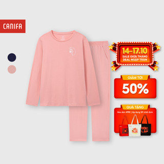 Bộ mặc nhà nữ CANIFA chất liệu mềm mại áo dài tay quần dài PS 6LS25W001