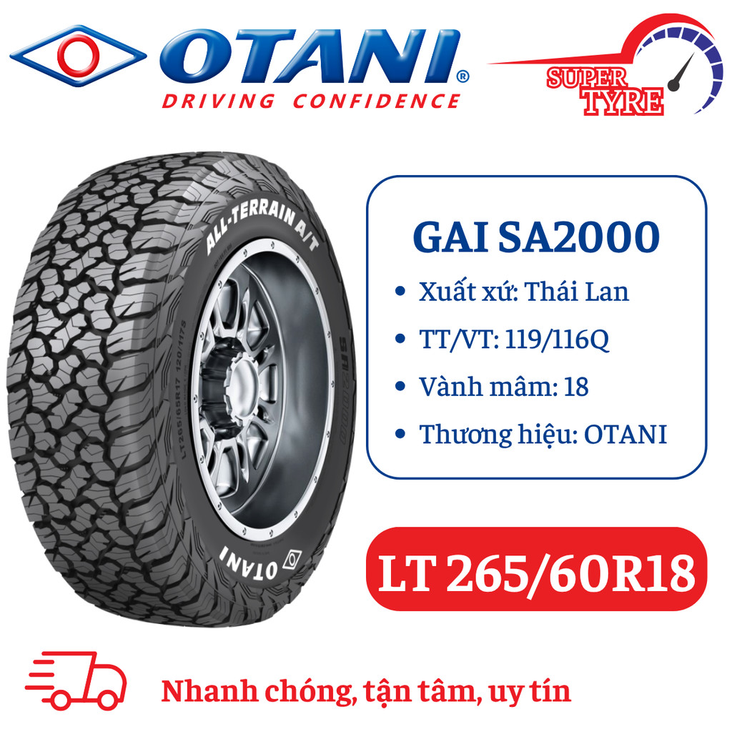 Lốp xe ô tô địa hình Thái Lan OTANI LT 265/60R18 SA2000 (chữ trắng)