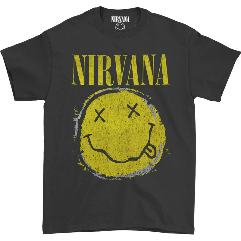 Mới Nirvana Ban Nhạc Koben Rock Worn Out Smiley Smiley Retro Áo Thun Nam