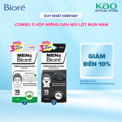 Combo 3 hộp miếng dán lột mụn mũi nam Bioré