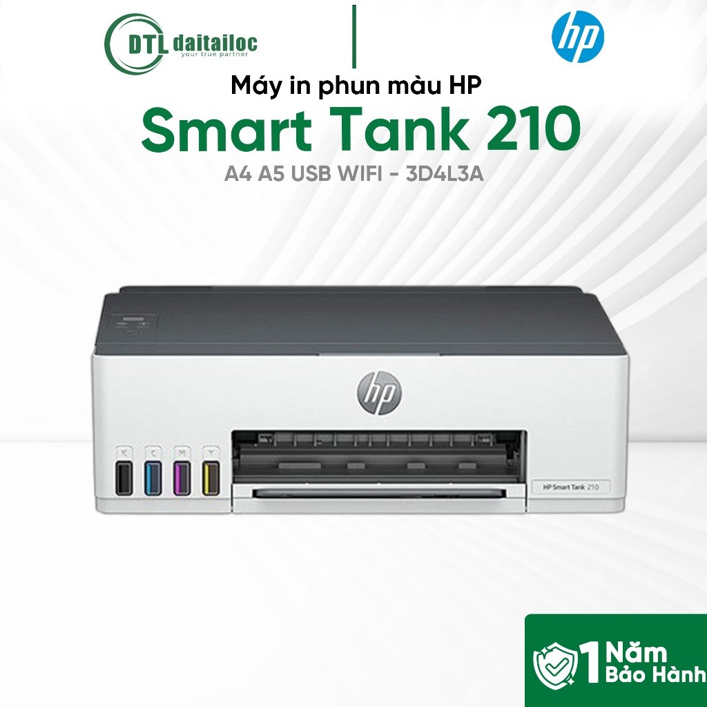 Máy in phun màu HP Smart Tank 210 3D4L3A  A4 A5 USB WIFI | Chính Hãng | Bảo Hành 12 Tháng