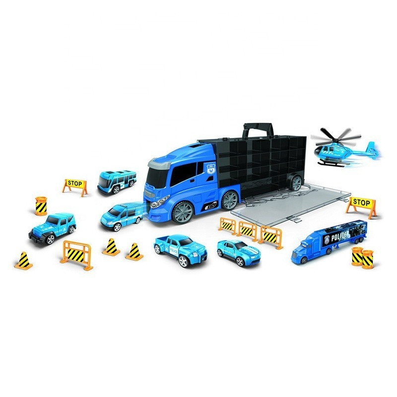 Đồ chơi TOYSTAR - Bộ Xe Tải Vận Chuyển Đa Năng TOYSTAR 666-02H - Gồm 6 Ô Tô, 1 Máy Bay & 12 Biển Báo