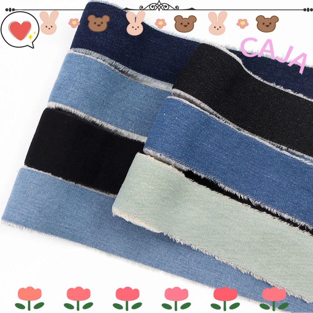 CAJA1 Ruy Băng Denim, Kẹp Tóc Cao Bồi Xanh Nơ Vải Quần Jean, 2 Hạt Màu Trơn DIY May Thủ Công Bó Hoa 