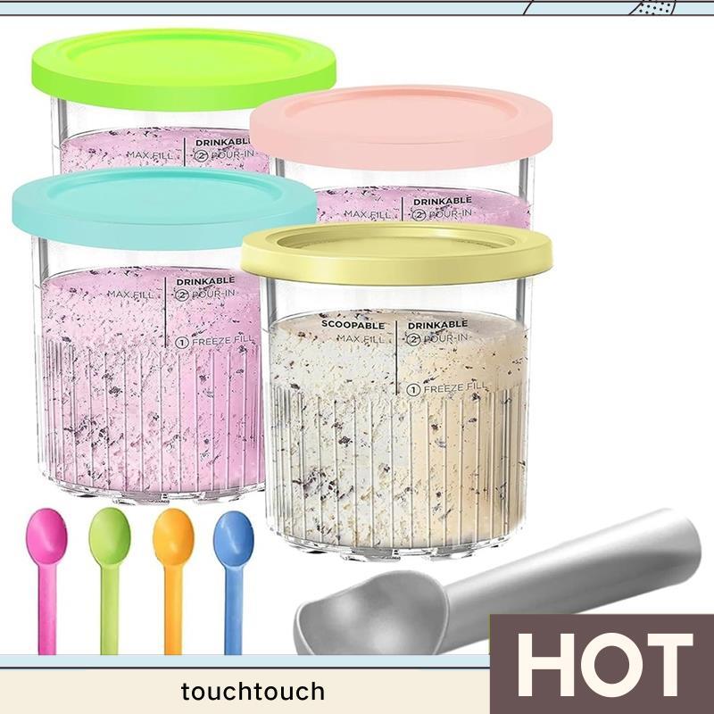 Dành cho dòng CREAMi Deluxe NC500 NC501, Hộp đựng thay thế 4 gói 24oz Pints Bao gồm nắp đậy, -Miễn p