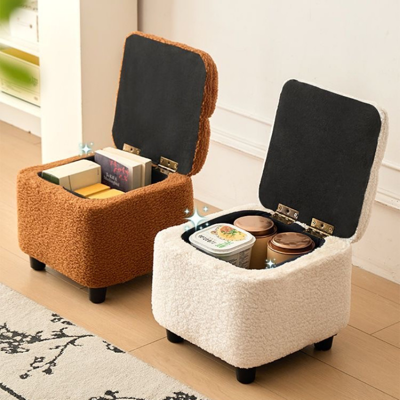 Ghế đôn đựng đồ bằng len cừu mềm mại cho trẻ em, kích thước 31x31