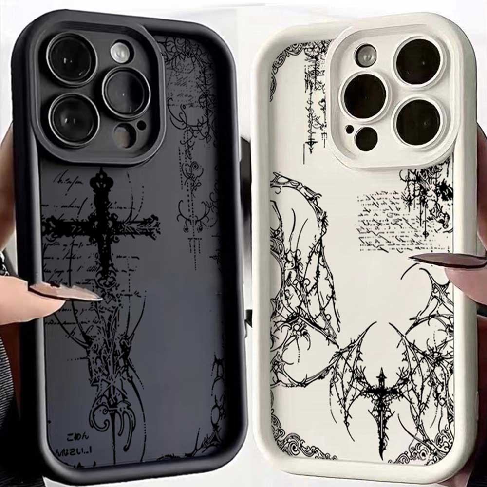 Màu đen mát mẻ Dark Gothic Cross Mark Vỏ điện thoại cho Realme Note 80 C83 C85 Pro 15 14 13 12 11 Pr