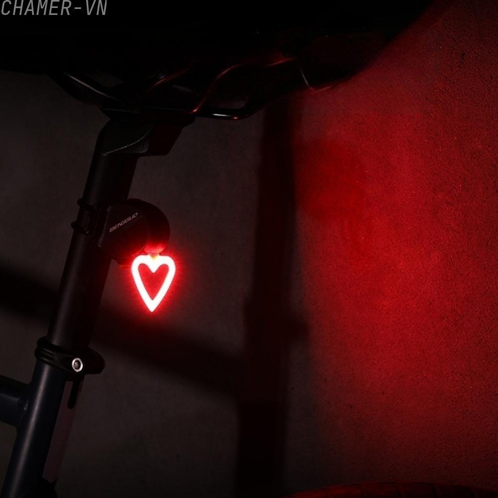 【CHAMER】Creative Bike Tail Light USB Rechargeable Bicycle Brake Light Heart Shape High【HomeLiving】