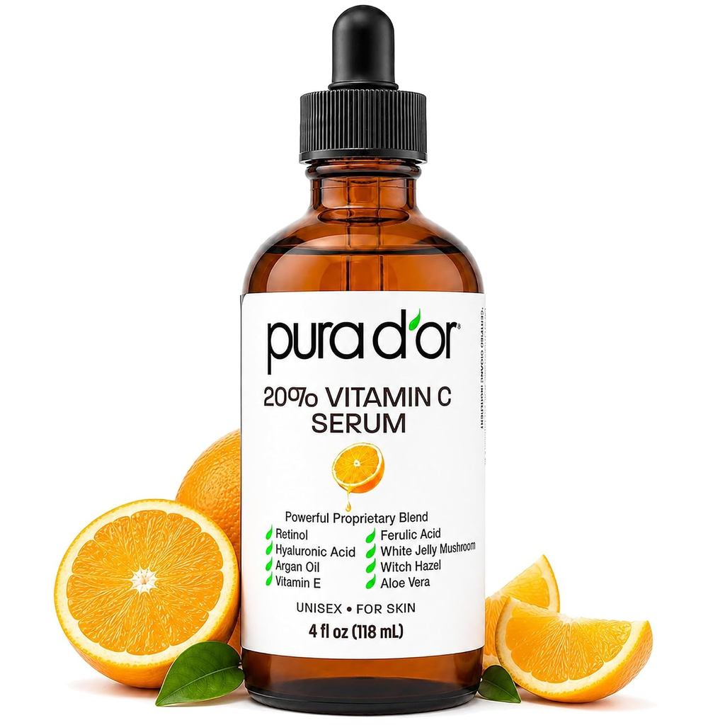 PURA D 'OR 20% Tinh chất da trơn Vitamin 4 oz (khoảng 113,4g) Hỗn hợp chống lão hóa chống oxy hóa, C
