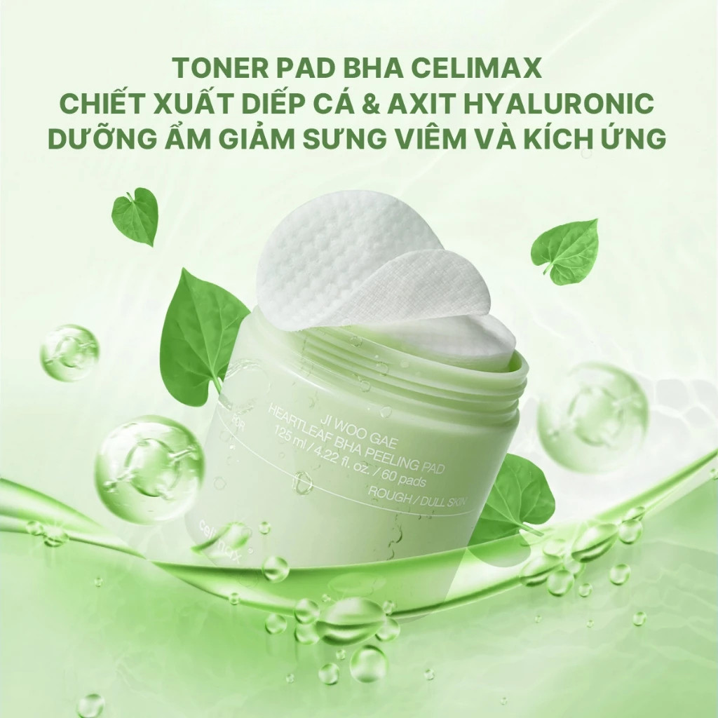 Celimax Toner Pad Heartleaf BHA 60 Miếng Chăm Sóc Da Hỗ Trợ Làm Sạch Lỗ Chân Lông-JWG3