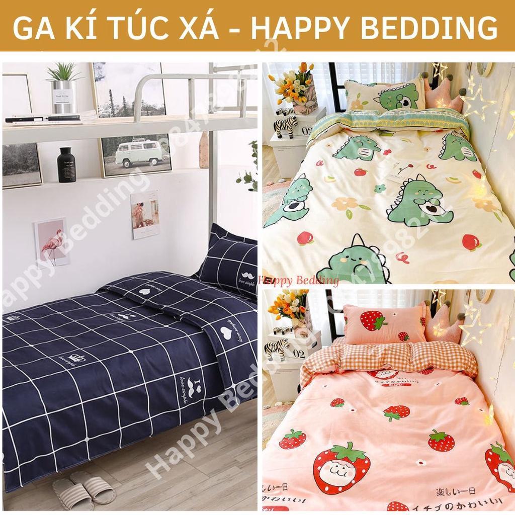 Bộ ga gối poly cotton ga kí túc xá kích thước 80x190cm drap nệm, ga giường đơn, ga  chun trải giường