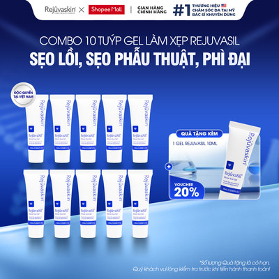 [Combo Tiết Kiệm] 10 Tuýp Gel Sẹo Lồi Rejuvaskin Rejuvasil 10ml - Ngăn Sẹo Phì Đại & Sẹo Phẫu Thuật - 
