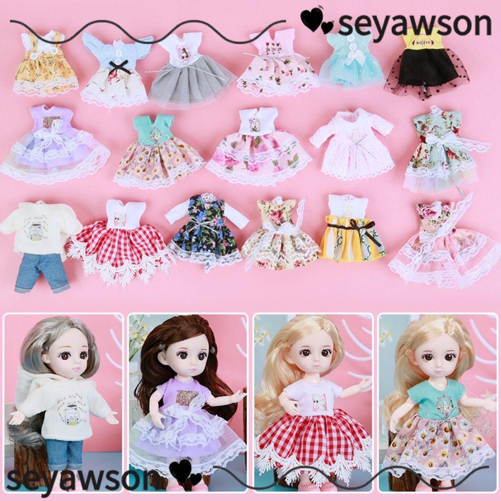 Quần áo búp bê SEYAWSON, 7 kiểu trẻ em DIY Girls High-end Dress Up, Fashion Can Dress Up 16cm Doll /