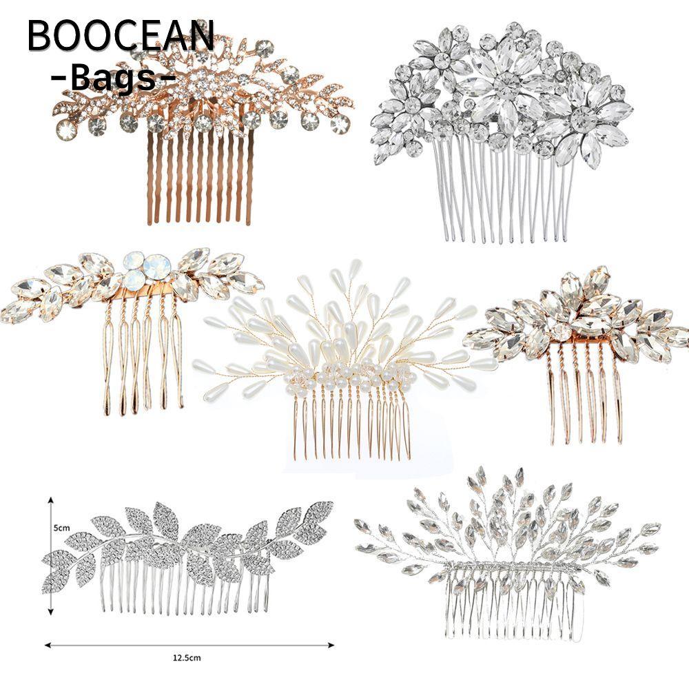 Lược chải tóc hoa BOOCEAN Trang sức tóc thủ công Kẹp hoa đính đá