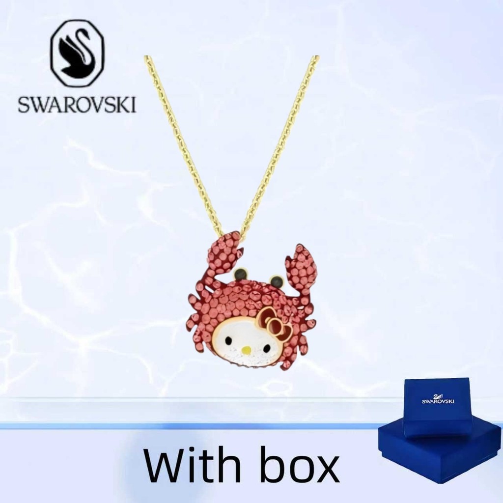 Swarovski (có hộp) mua vòng cổ trang sức bạc nguyên chất Vòng cổ thiết kế hình con cua dễ thương của