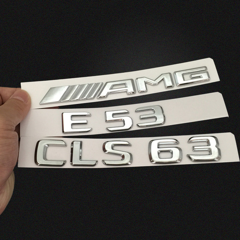 Logo xe Mercedes-Benz E53 CLS63 / / AMG Word Logo Sửa đổi Logo đuôi sau TURBO4MATIC + Logo bên chắn 