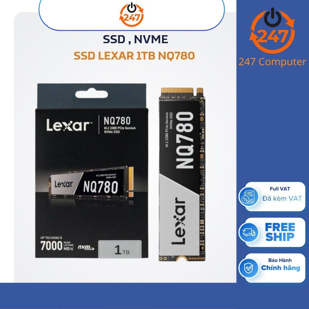 Ổ cứng SSD NVME 1TB Lexar NQ780 M.2 PCIe Gen4 x4 up to 6500MB/s read, 2500MB/s write - BH 60 tháng