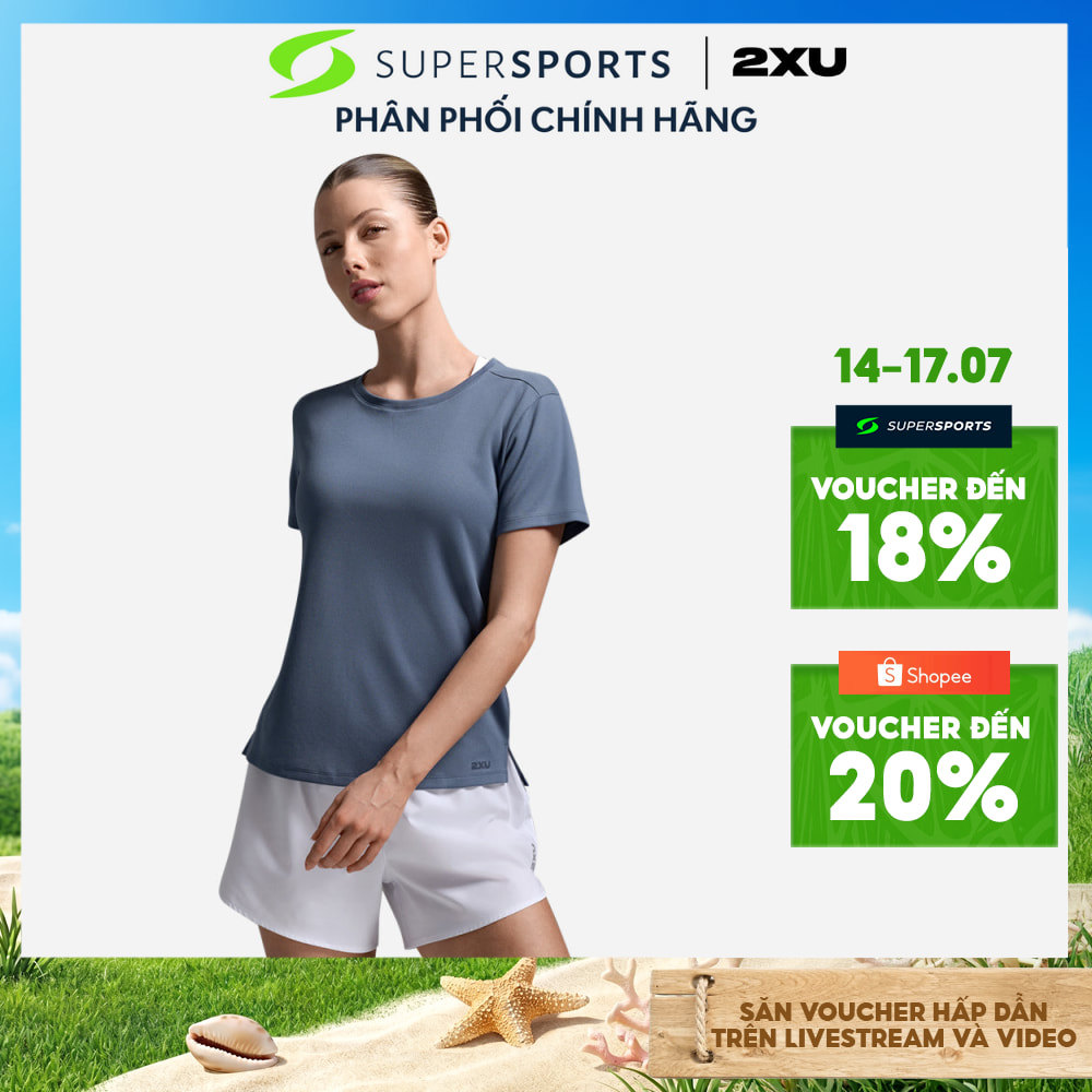 Áo Thun Nữ 2XU Aero Mesh - Xanh Dương - WR7419a-IND/INF