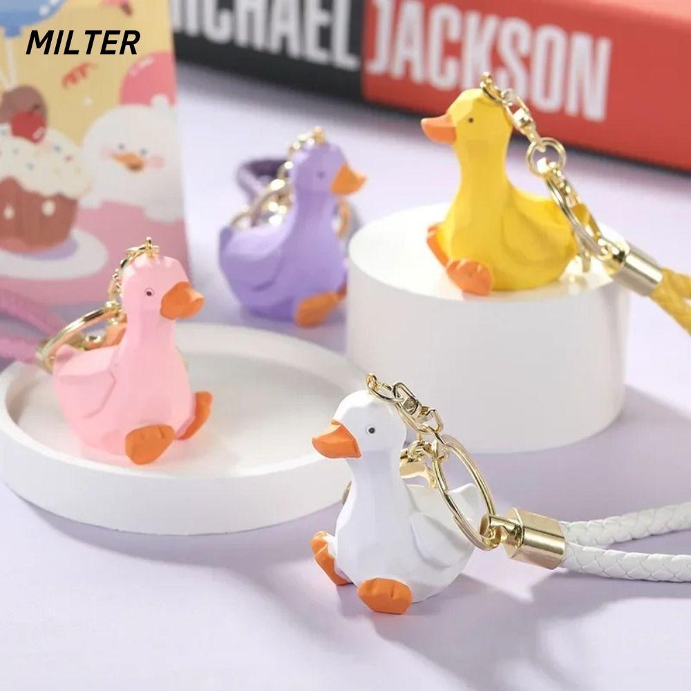 Móc khóa vịt MILTER, Túi hình con vịt hoạt hình quyến rũ, Xe giữ chìa khóa ô tô bằng nhựa cầm tay