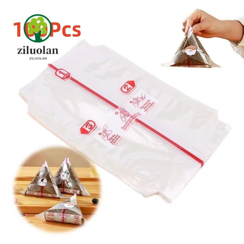 ZILUOLAN 100 Chiếc Túi Sushi Onigiri, PP Dùng Một Lần Hai Lớp Tam Giác Cơm Túi Đóng Gói, Nori Nori R