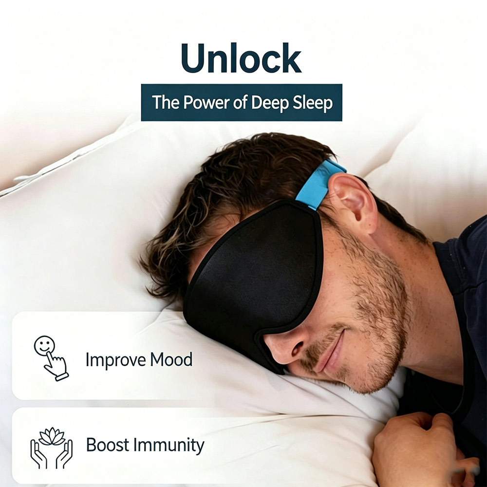 3D Memory Foam Sleep Eye Mask Blackout Sleep Mask Soft & Comfortable Sleeping for Light Blocking Eye