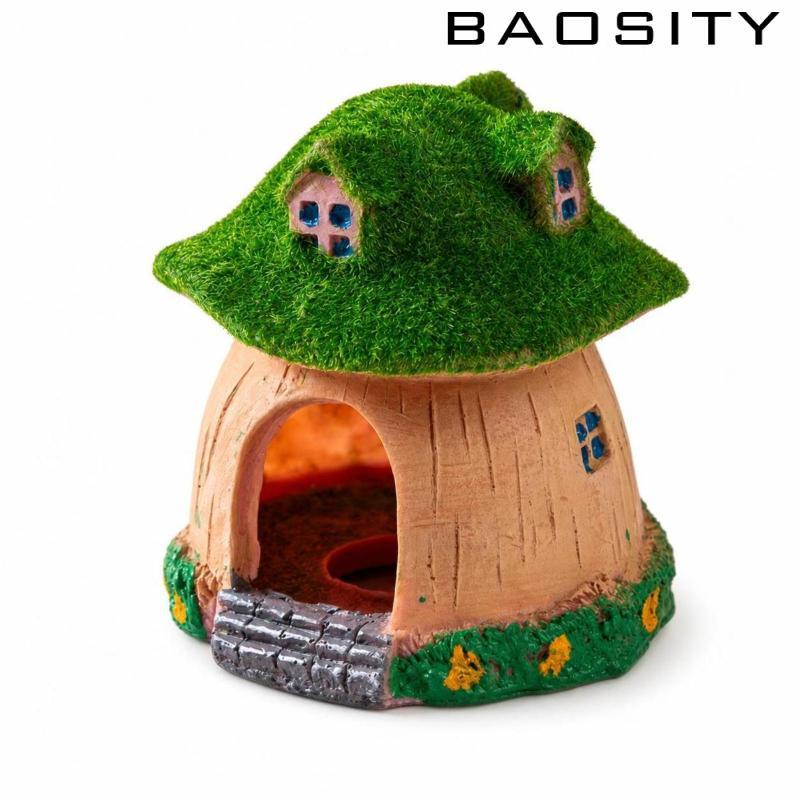 Fungi House Hideaway Nước ngọt-Safe Fungi House Trang trí Nơi trú ẩn bể cá với mái rêu Nhỏ gọn tự nh