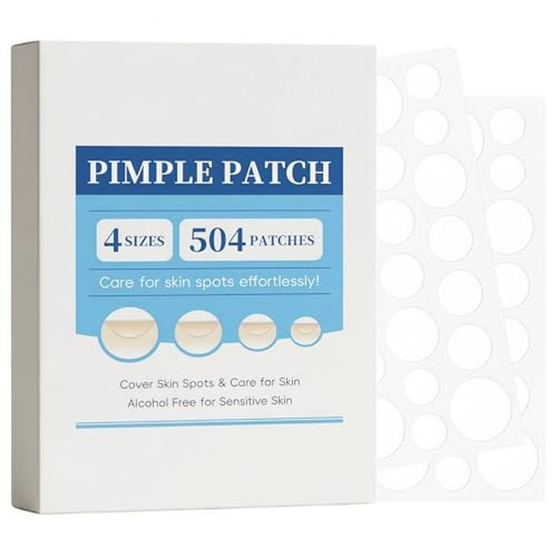 Miếng Dán Mụn Cho Mặt, Miếng Dán Mụn, 4 Kích Thước 504 Đếm Mụn, Hydrocoloid Để Che Zits Và Blemish, 