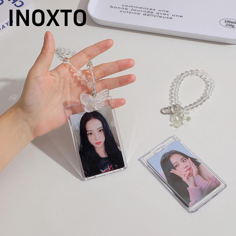 INOXTO Kpop Photocard Holder, ID Photo Display Crystal Butterfly Card Holder, Túi trong suốt Mặt dây
