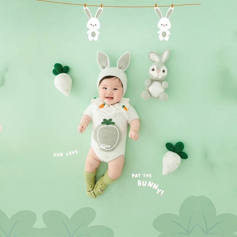 Creative outfits for newborn photography, bunny-themed 100-day shoot outfits, photo studio12y Comple