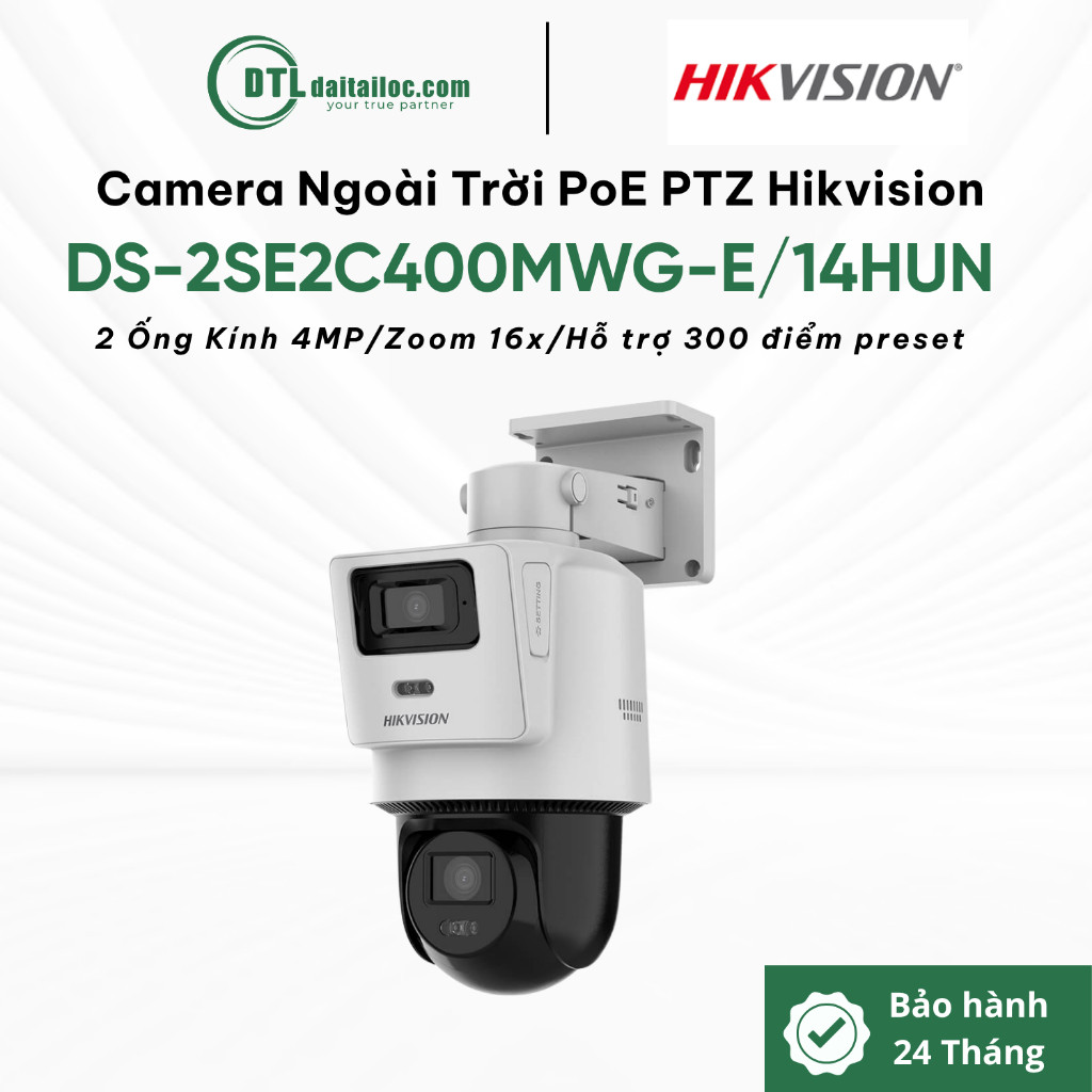 Camera IP NgoàI Trời PoE PTZ Hikvision DS-2SE2C400MWG-E/14HUN (2 Mắt 4MP/Zoom 16x 345° ) | Chính Hãn