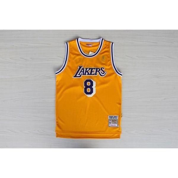 NBA Jersey Lakers Không. Đồng phục bóng rổ KOBE 8 lưới màu vàng KOBE Retro thêu tốt nhất