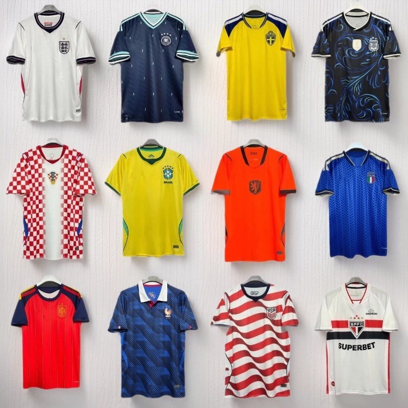 World Cup Soccer Uniform Brazil Sweden Argentina Jamaica Germany France Netherlands Spain Jersey FxN