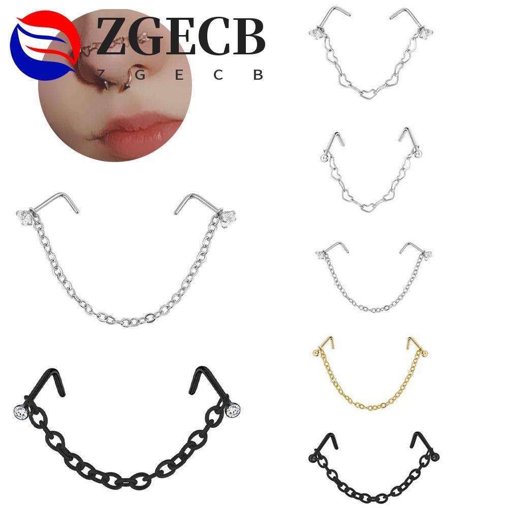 ZGECB Mũi Xuyên Nhẫn Nữ Hip Hop Kim Cương Giả Nostril Bóng Bông Tai Xuyên Septum Nhẫn Septum Nhẫn
