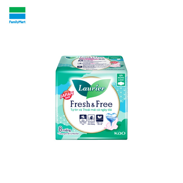 Bvs Laurier Fresh&Free Siêu Mỏng Cánh 8M