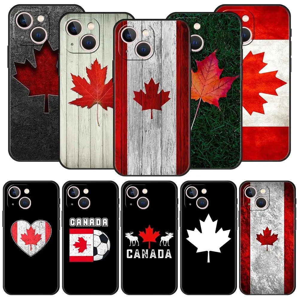 TP-1 Maple Canada Flag love Football Soft Phone Case cho iPhone 11 12 13 15 14 Pro Max X XR XS 7 8 P