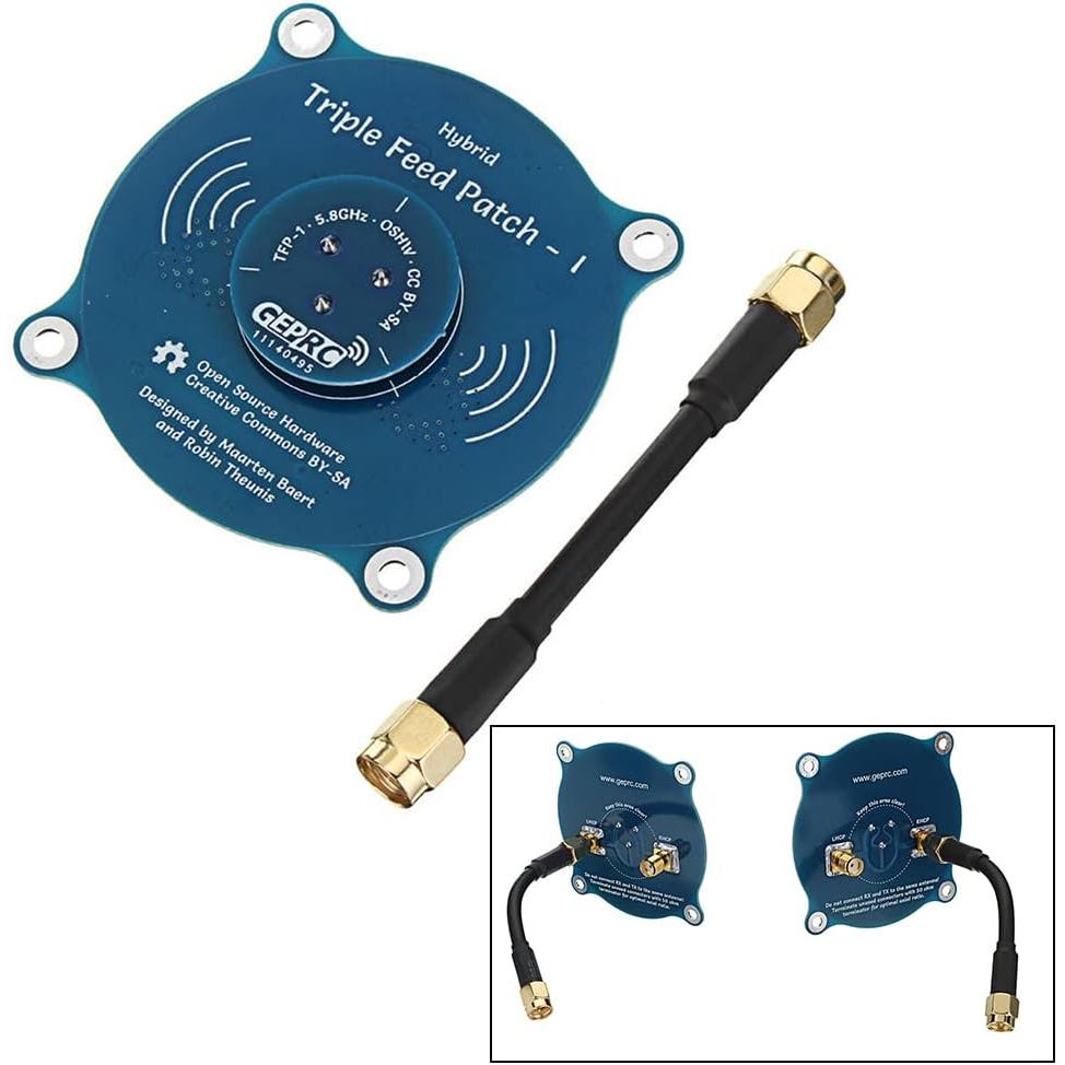 Ăng-ten vá chùa tăng gấp ba nguồn cấp dữ liệu 5,8G 9.4dBi Ăng-ten LHCP RHCP tầm xa định hướng cho RC