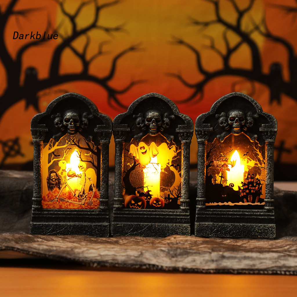 < Darkblue > Đạo cụ ngôi nhà ma ám Halloween Tombstone Light Secret Room Escape Decor Night Lamp