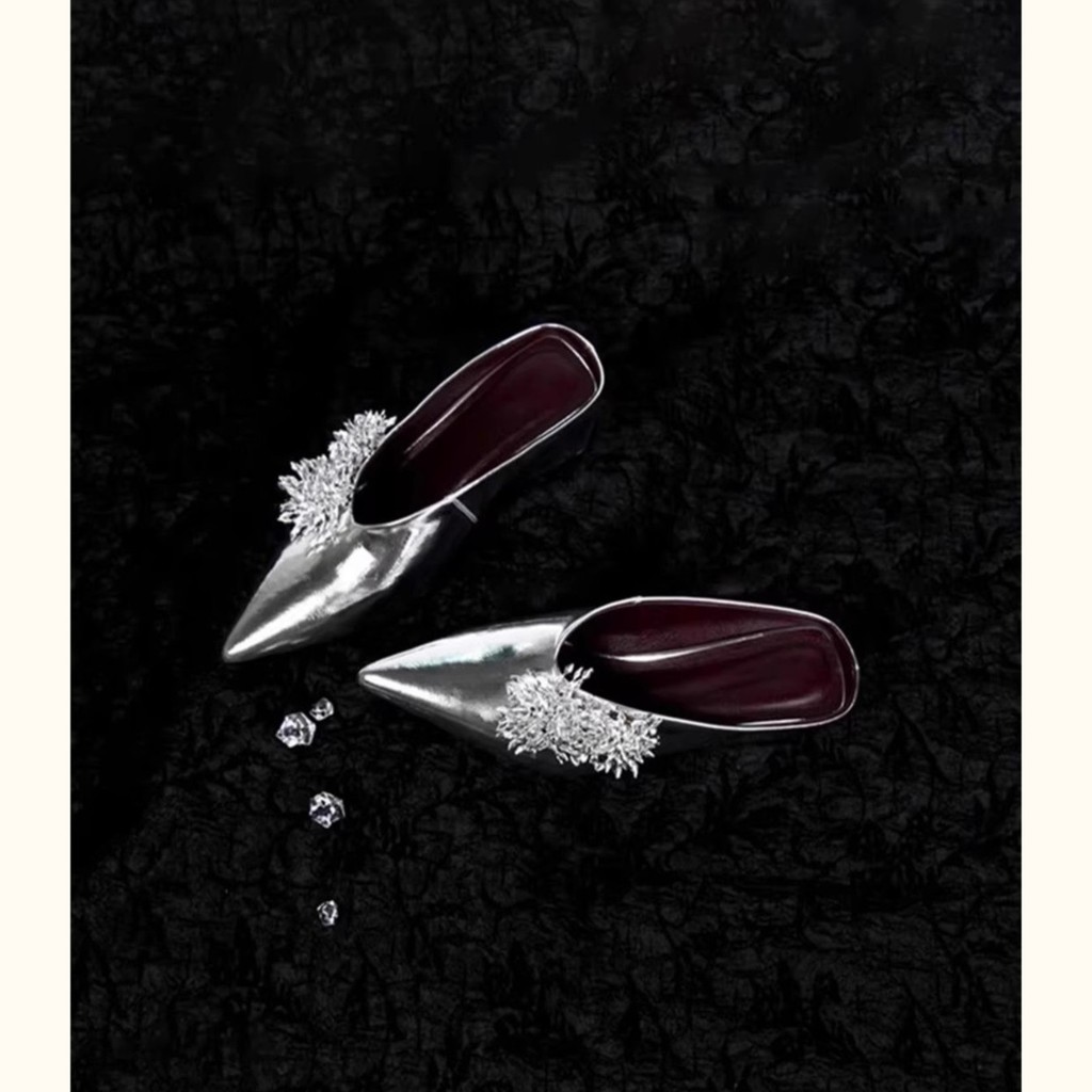 Beaded Firework Pointed-Toe Women's Wedge Heel Elegant Outdoor Sandals