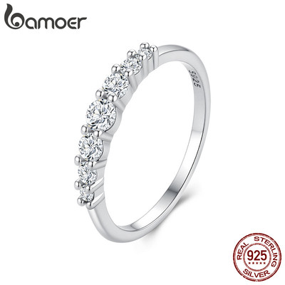 Nhẫn Bạc Bamoer 925 Ban Nhạc Lấp Lánh Trang Sức Thời Trang Quà Tặng Cho Nữ