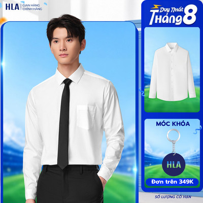 [TẶNG ÁO ĐƠN TỪ 1M5] Áo Sơ Mi Trắng Dài Tay Nam Có Túi HLA - Co Giãn Thoải Mái, Phù Hợp Công Sở & Sự Kiện