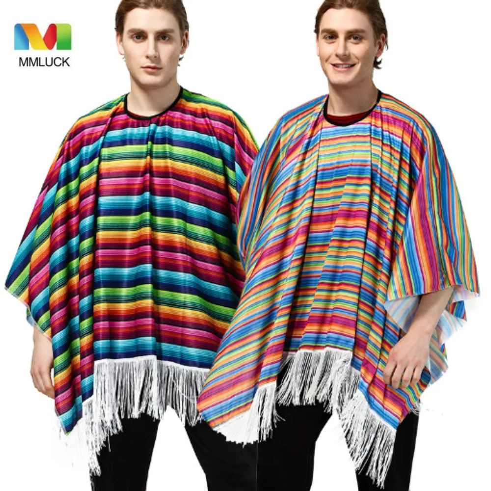 MMLUCK Trang Phục Mexico, Sọc Cầu Vồng Halloween Phong Cách Mexico Áo Choàng, Đạo Cụ Hóa Trang Dân G