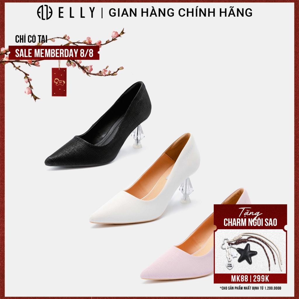 [TẶNG CHARM 299K 10/8] Giày cao gót nữ ELLY EGM214 da microfiber mũi nhọn gót 7.5cm cao cấp