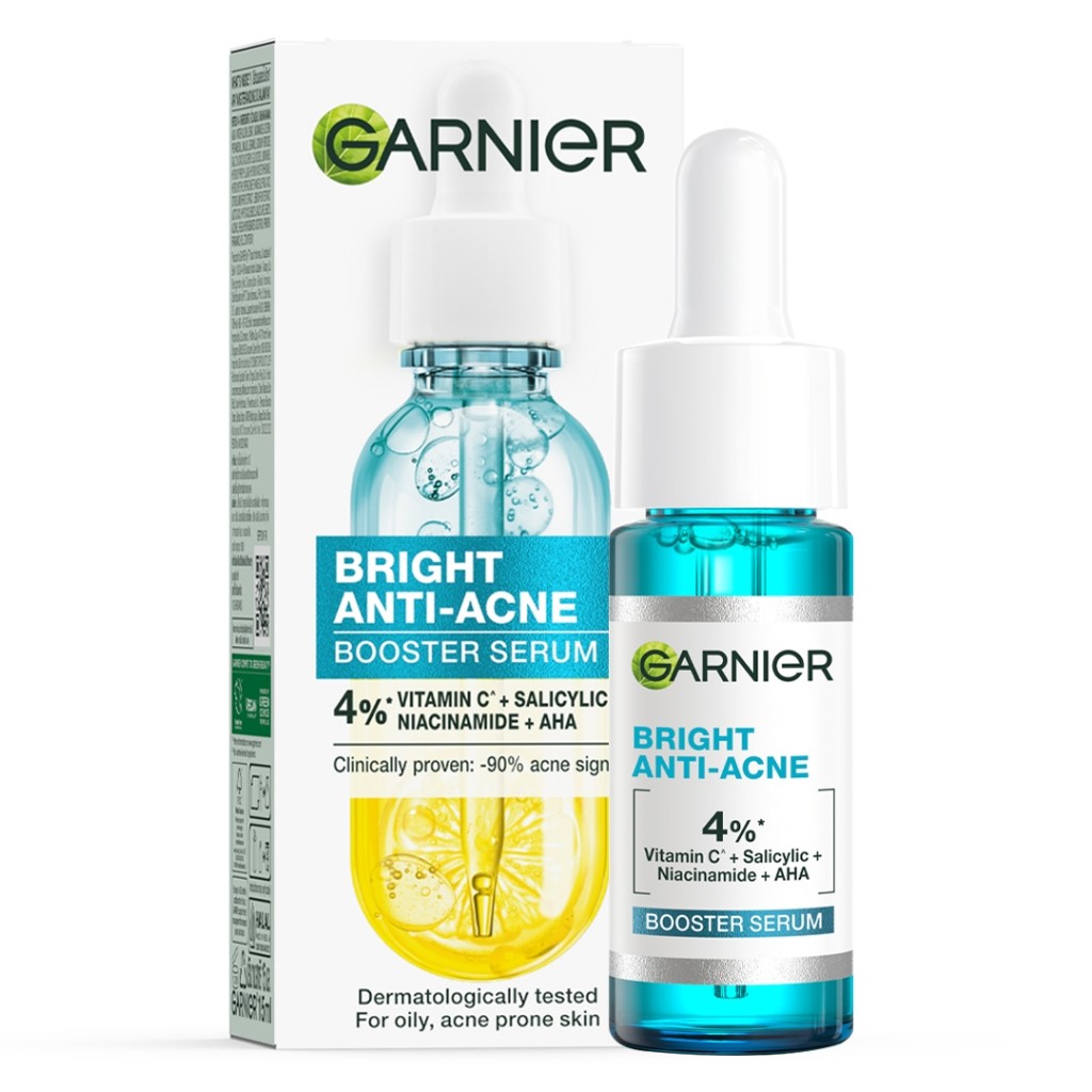 Serum Garnier Giảm Mụn Mờ Thâm Cho Da Dầu, Mụn 30ml Bright Anti-Acne Booster Serum Sản Phẩm Chính Hã