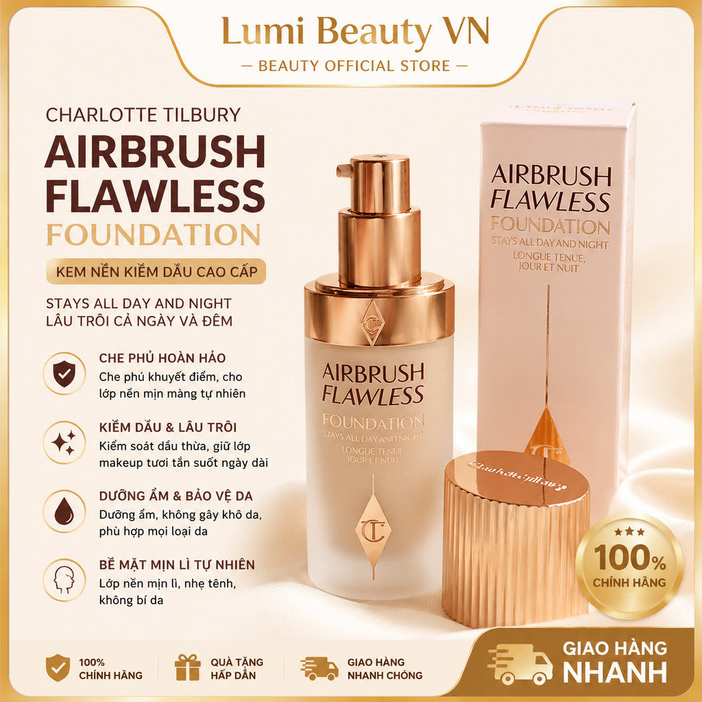 Kem Nền Charlotte Tilbury  CT  Airbush Flawless Foundation 30ml