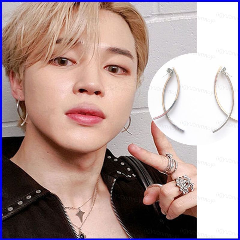 ZY1 Kpop BTS BT21 JIMIN Cùng Phong Cách Bông Tai Nữ Phụ Kiện Quà Tặng Cho Nam Unisex Trang Sức Tai P