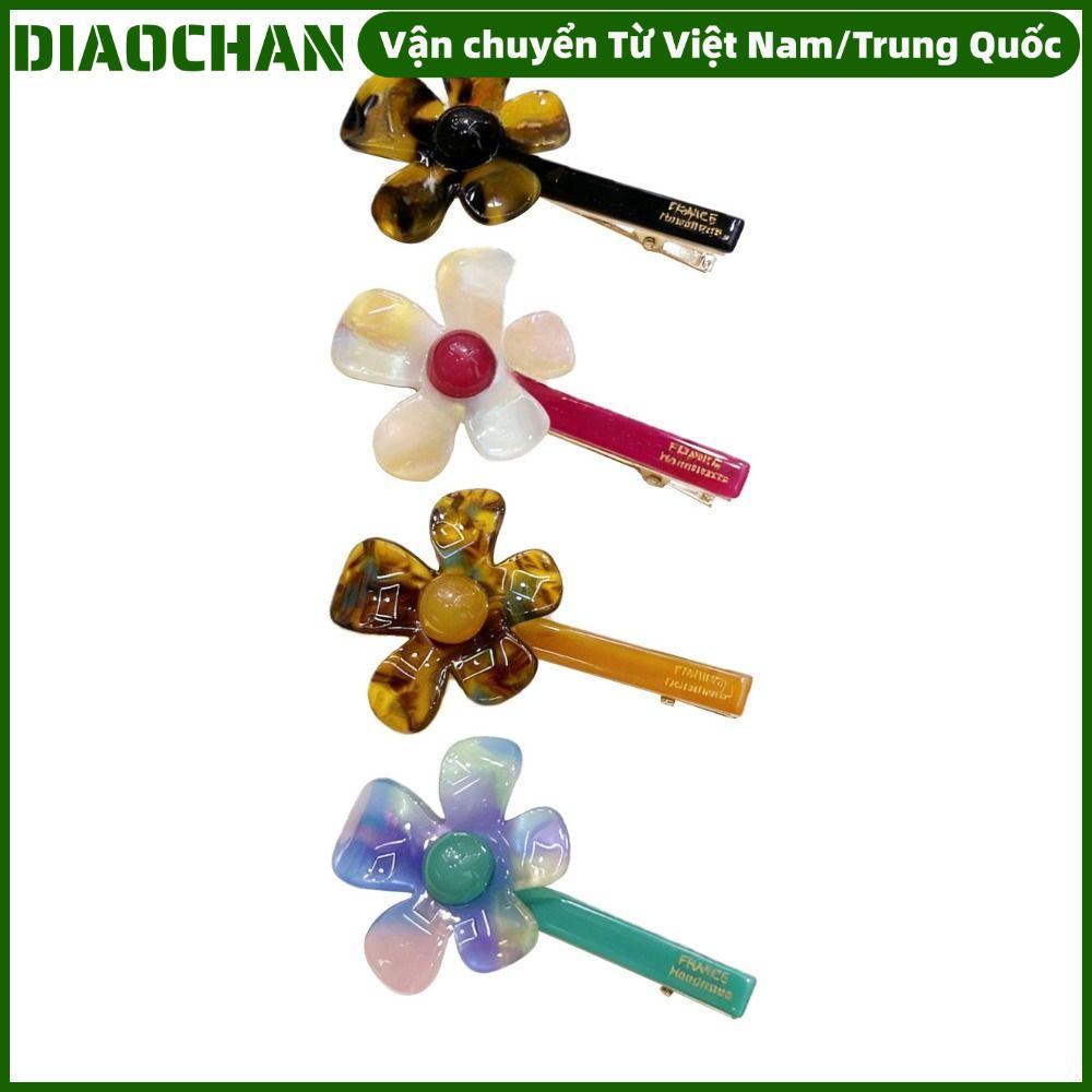 OMXILOYI 2 Kẹp Tóc Acetate, Kẹp Mỏ Vịt Acetate Kẹp Hoa Kẹp Tóc, Retro Màu Rực Rỡ Hình Hoa Ngọt Ngào 