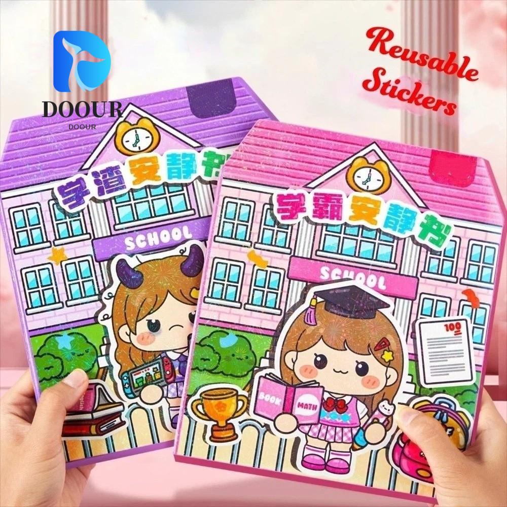 Nhãn dán sách yên tĩnh DOOUR, Sách dán PET giáo dục, Sách dán thủ công hoạt hình cho trẻ em